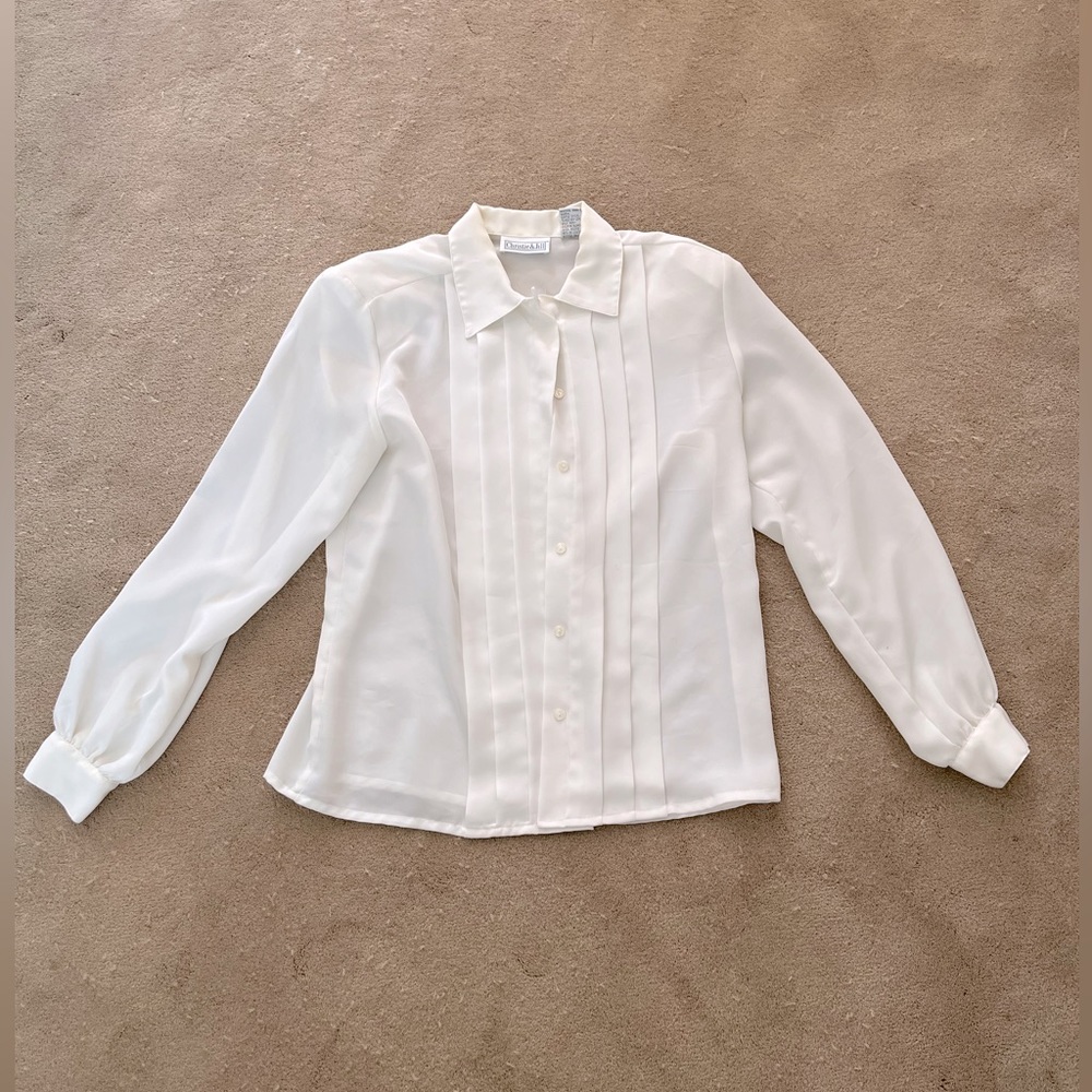 Vintage 1990s power blouse with shoulder pads, size 8